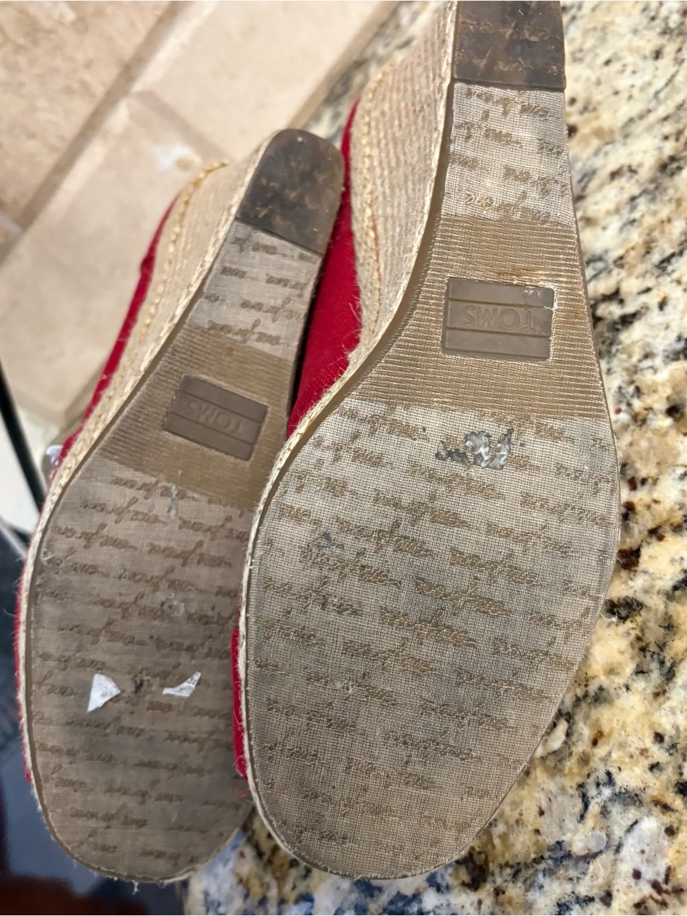 Toms Women's Red Canvas Peep-Toe Mules - Picture 6 of 6